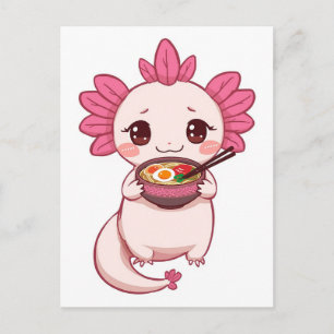 Trendy Cute Axolotl eating ramen Japanese  Postcard