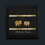 Trendy cute black /golden elephant in love gift box<br><div class="desc">Trendy cute black /golden elephant in love  design. Sophisticated and artistic colour composition. A modern,  unique graphic work of art made for you. You can customise this product by adding your own name  nickname or monogram. Perfect gifts for elephant and unique designs  lovers,   a gift for every occasion.</div>