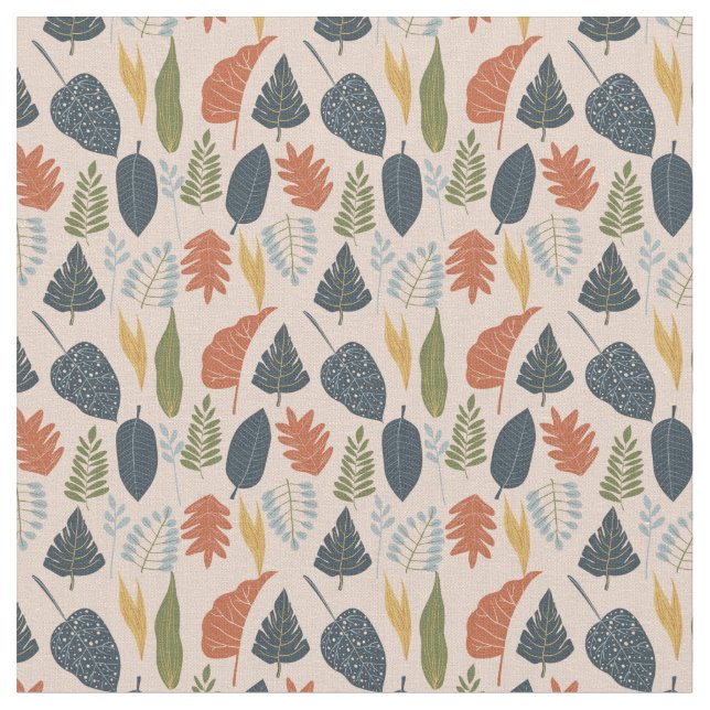 Trendy cute botanical colourful pattern pink green fabric (Close Up)