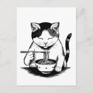 Trendy Cute Cat eating ramen Japanese Postcard