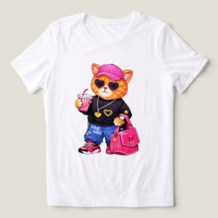 Trendy Cute Cat Graphic T-Shirt for Women Tri-Blend Shirt