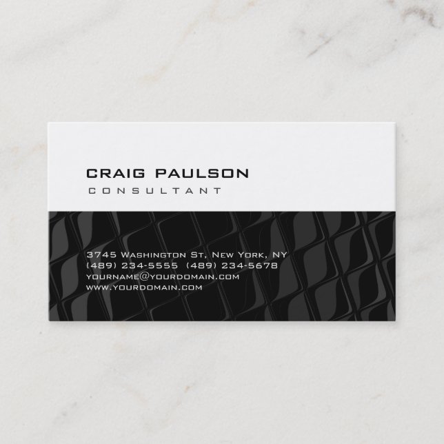 Trendy Cute Chic Black Grey Pattern Business Card (Front)