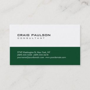 Trendy Cute Chic Dark Green White Business Card
