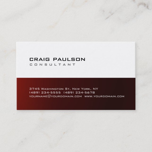 Trendy Cute Chic Dark Red White Business Card (Front)