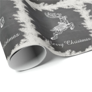 Trendy cute Christmas reindeer winter chalkboard Wrapping Paper