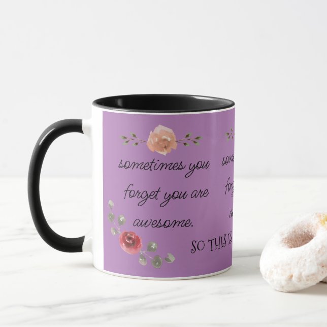Trendy & Cute Floral You Are Awesome Coffee  Mug (With Donut)