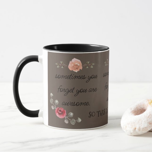 Trendy & Cute Floral You Are Awesome Coffee  Mug (With Donut)