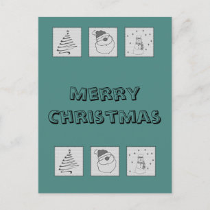 Trendy cute funny Christmas patchwork holiday Postcard
