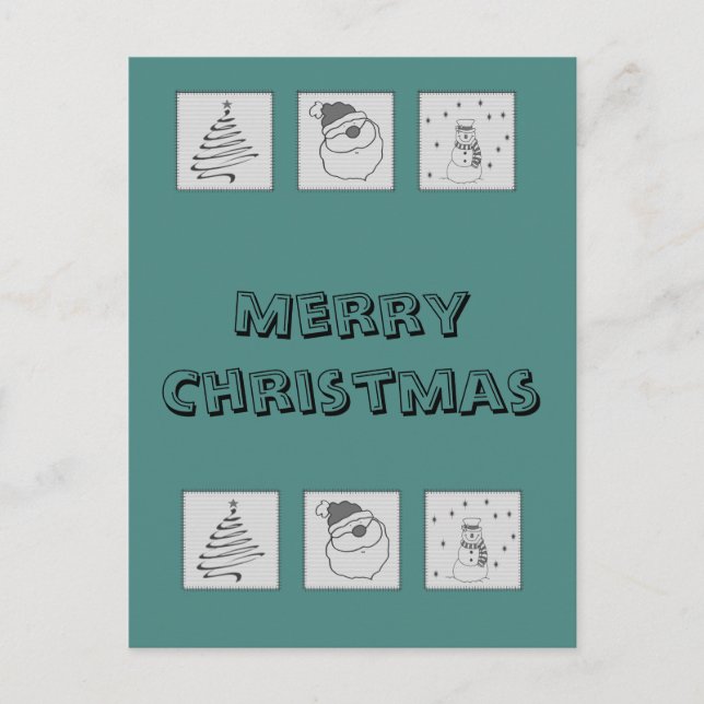 Trendy cute funny Christmas patchwork holiday Postcard (Front)