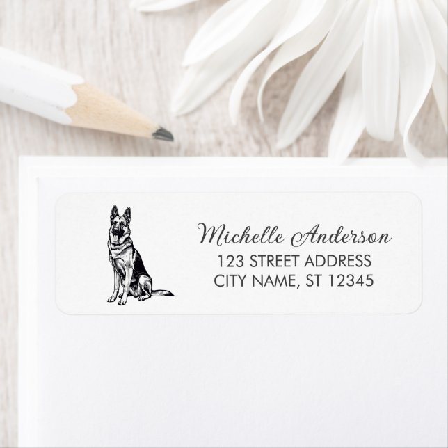Trendy Cute German Shepherd Dog Return Address     (Insitu)