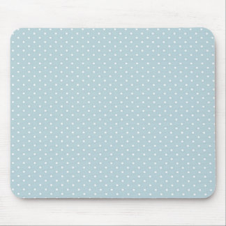 Trendy Cute Girly Blue White Polka Dots Pattern Mouse Mat
