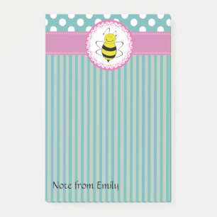 Trendy cute girly cartoon funny bee post-it notes