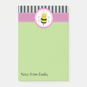 Trendy cute girly cartoon funny bee post-it notes