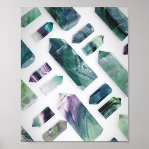 Trendy Cute Green Fluorite Crystal Stone Pattern Poster