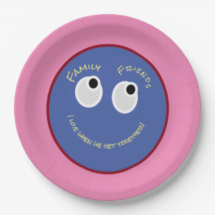 Trendy Cute ,Happy Face with custom colours Paper Plate