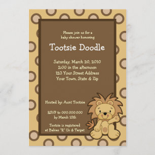 Trendy Cute Jungle Lion 5x7 Baby Shower Invitation