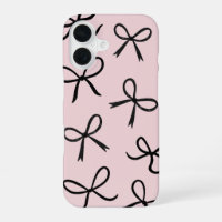 Trendy Cute Little Black Bows Pink