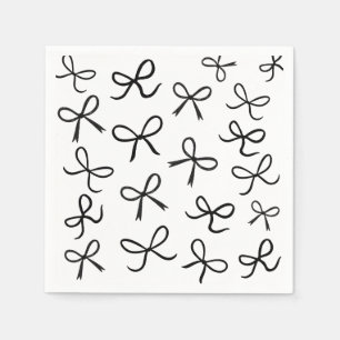 Trendy Cute Little Black Bows White Napkin