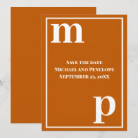 Trendy Cute Monogram Burnt Orange Save the Date  