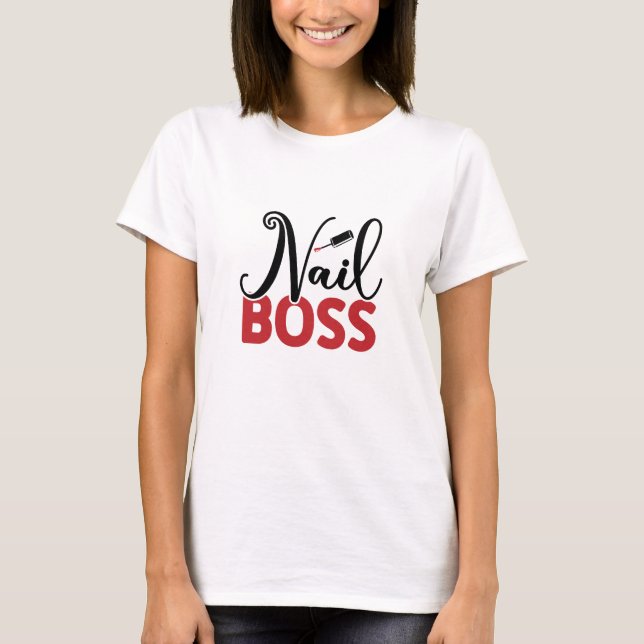 Trendy Cute Nail Boss Nail Salon Floral T-Shirt (Front)
