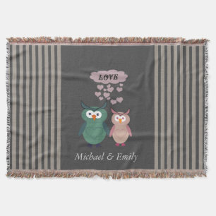 Trendy cute owl love couple throw blanket