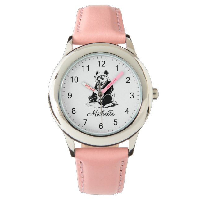 Trendy Cute Panda Bear Personalized  Watch (Front)
