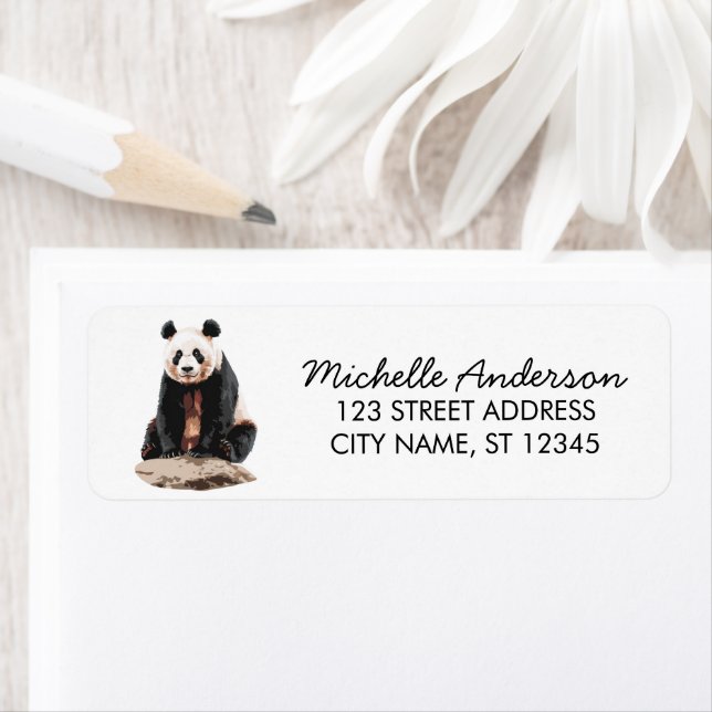 Trendy Cute Panda Bear Return Address   (Insitu)