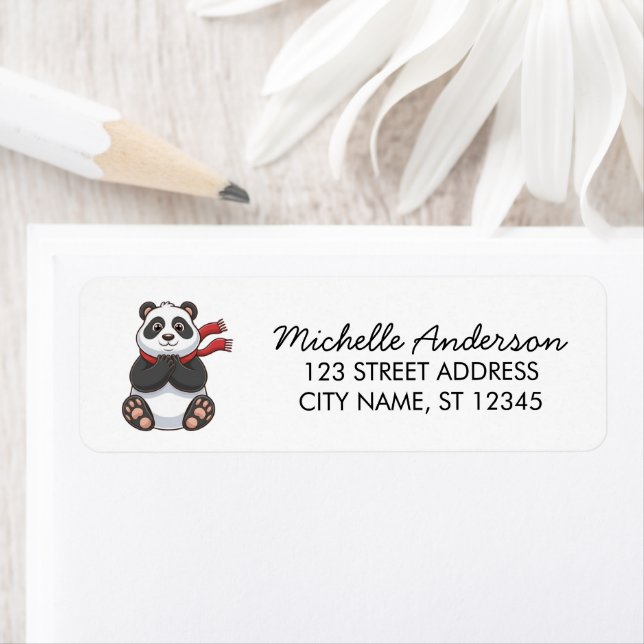 Trendy Cute Panda Bear Return Address   (Insitu)