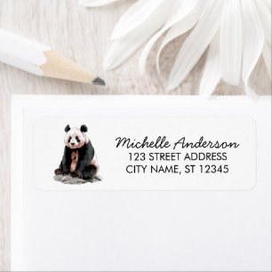 Trendy Cute Panda Bear Return Address  