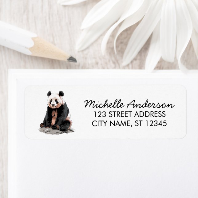 Trendy Cute Panda Bear Return Address   (Insitu)