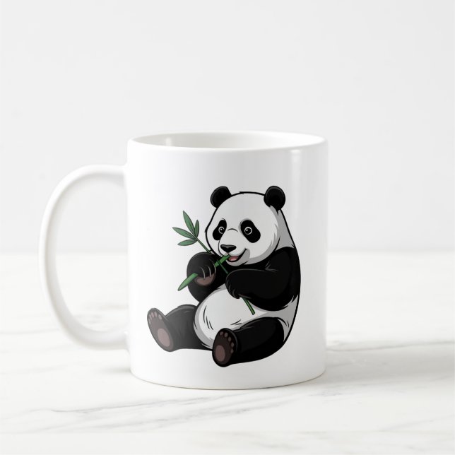 Trendy Cute Panda Bear With Greenery Bamboo  Coffee Mug (Left)