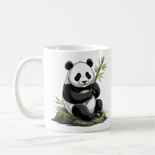 Trendy Cute Panda Bear With Greenery Bamboo  Coffee Mug