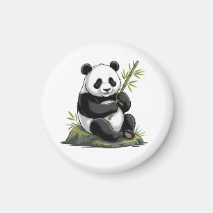 Trendy Cute Panda Bear With Greenery Bamboo Magnet