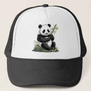 Trendy Cute Panda Bear With Greenery Bamboo  Trucker Hat