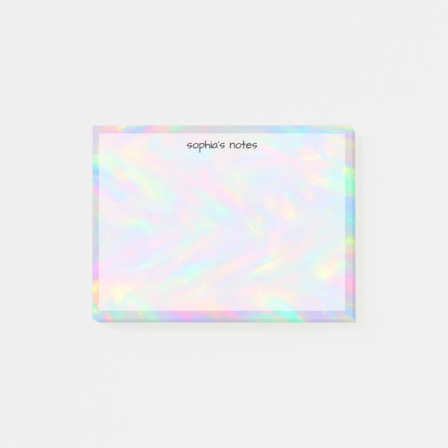 Trendy Cute Pastel Holographic Custom Post-it Notes (Front)