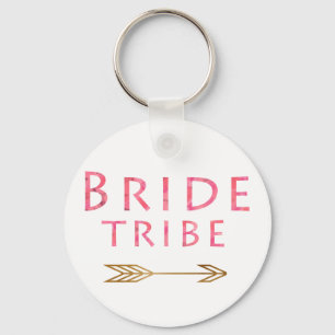 trendy cute pink bride tribe gold arrow design key ring
