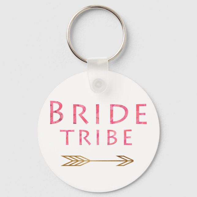 trendy cute pink bride tribe gold arrow design key ring (Front)