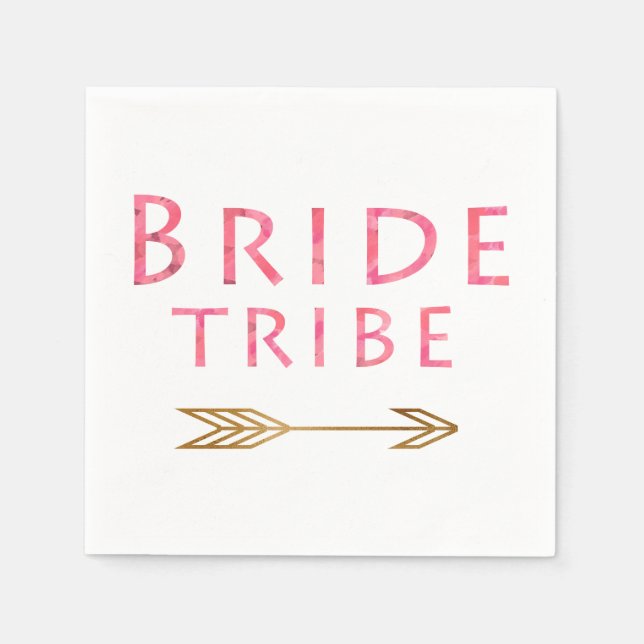 trendy cute pink bride tribe gold arrow design napkin (Front)