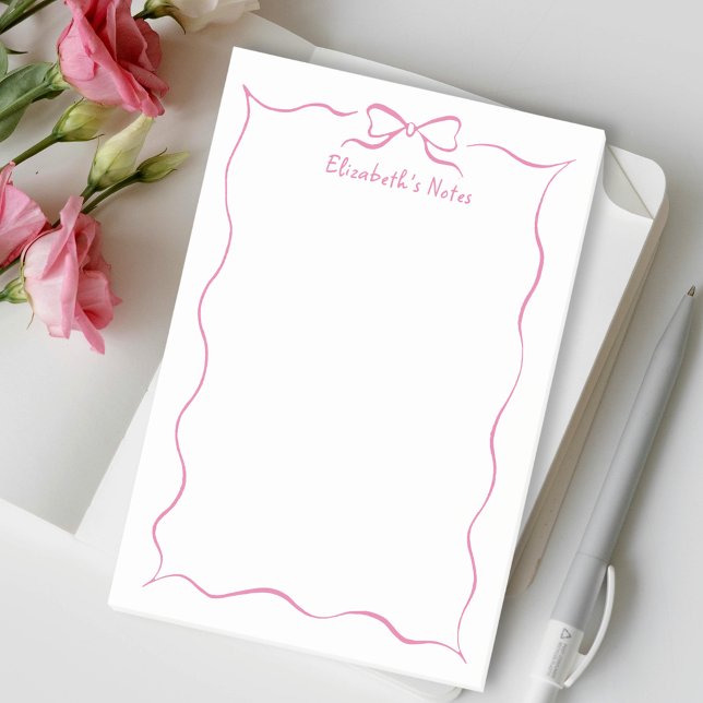 Trendy Cute Pink Coquette Ribbon Wavy Border  Post-it Notes (Creator Uploaded)