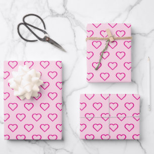 Trendy Cute Pink Heart Pattern Simple Wrapping Paper Sheet