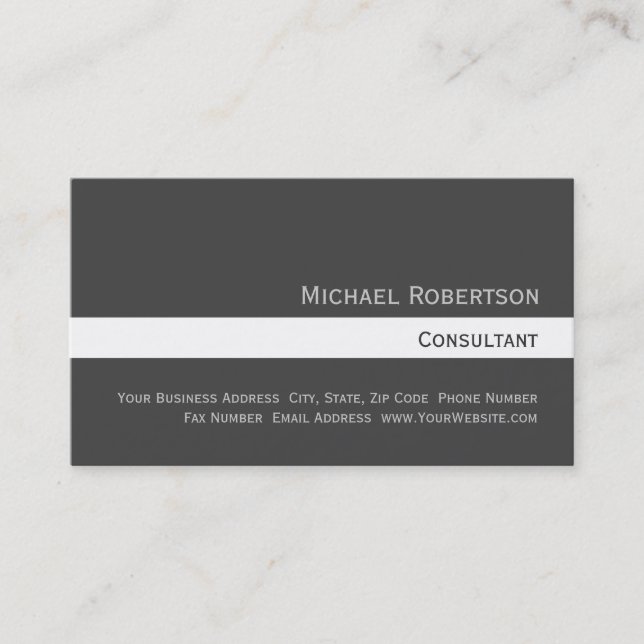 Trendy Cute Plain Grey White Business Card (Front)