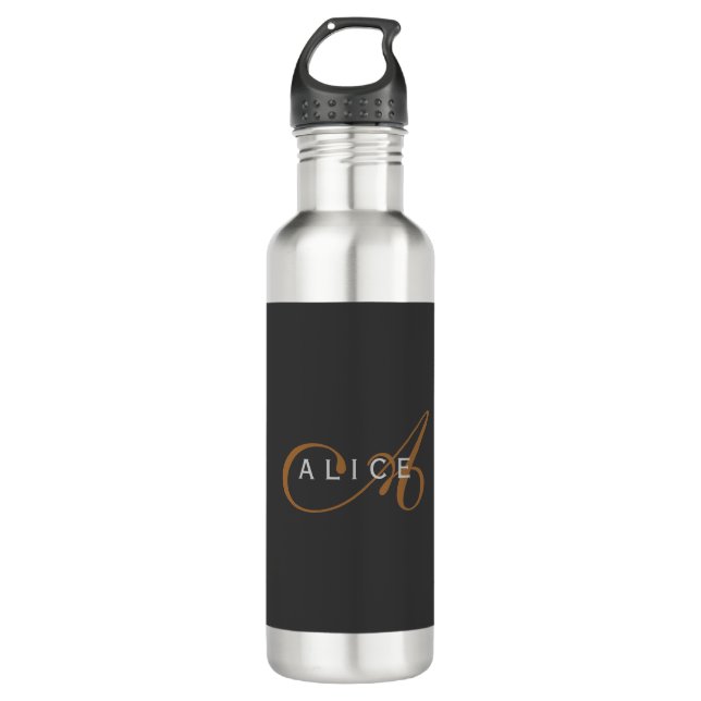 Trendy Cute Plain Monogram Initial Name 710 Ml Water Bottle (Front)