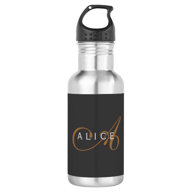 Trendy Cute Plain Monogram Initial Name 710 Ml Water Bottle (Front)
