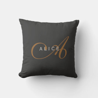 Trendy Cute Plain Monogram Initial Name Cushion