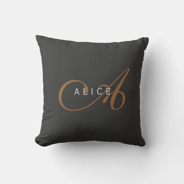 Trendy Cute Plain Monogram Initial Name Cushion (Front)