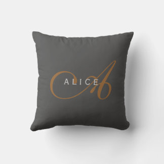 Trendy Cute Plain Monogram Initial Name Cushion