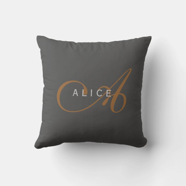 Trendy Cute Plain Monogram Initial Name Cushion (Back)