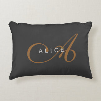 Trendy Cute Plain Monogram Initial Name Decorative Cushion