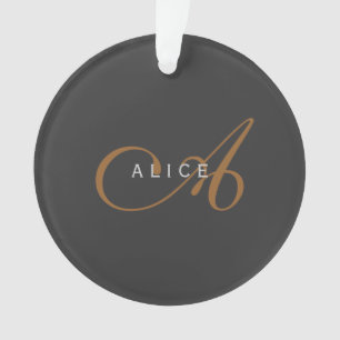 Trendy Cute Plain Monogram Initial Name Ornament