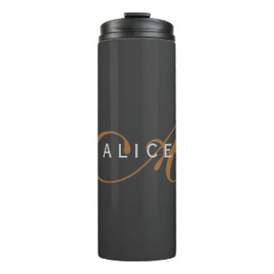 Trendy Cute Plain Monogram Initial Name Thermal Tumbler